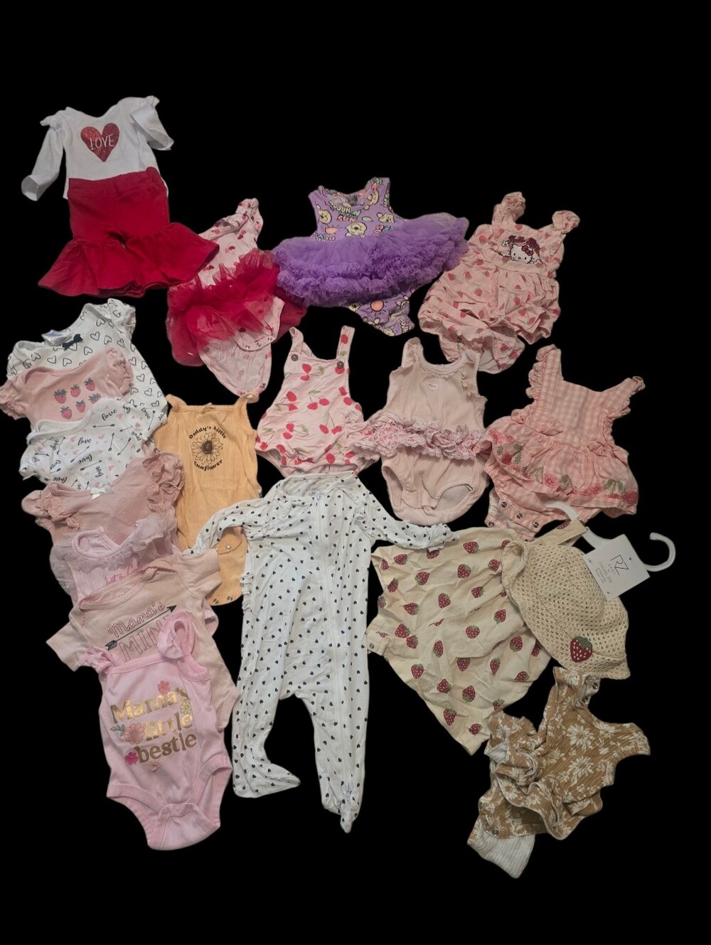 Cute Baby Girl Onesie & Dress Lot - Pink, Purple, Cream, Yellow